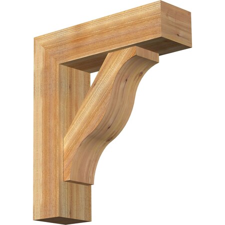Ekena Millwork Funston Block Rough Sawn Bracket w/ Offset Brace, Western Red Cedar, 8"W x 28"D x 32"H BKT0806X28X32FST05RWR